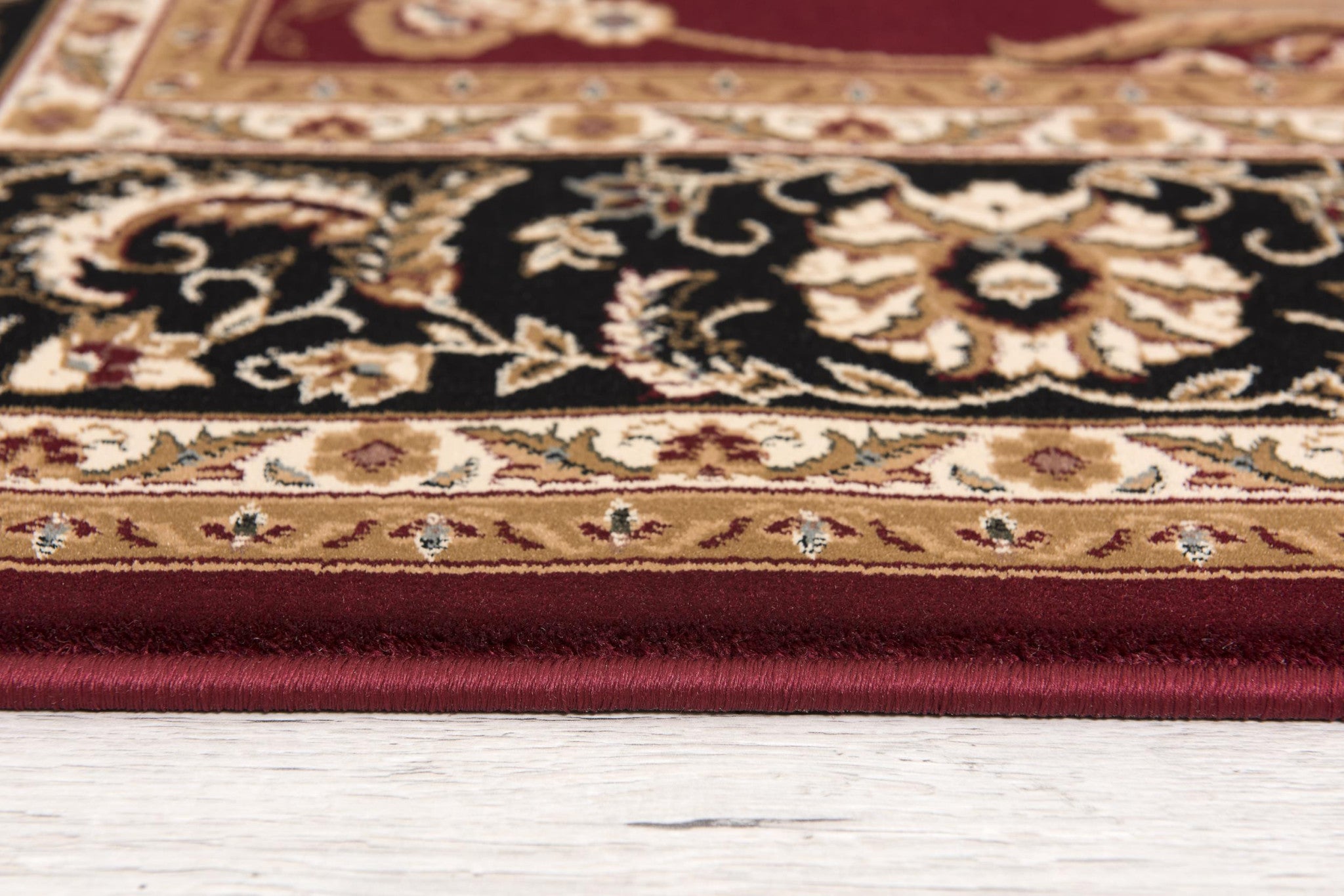 7' X 9' Red and Black Oriental Power Loom Area Rug