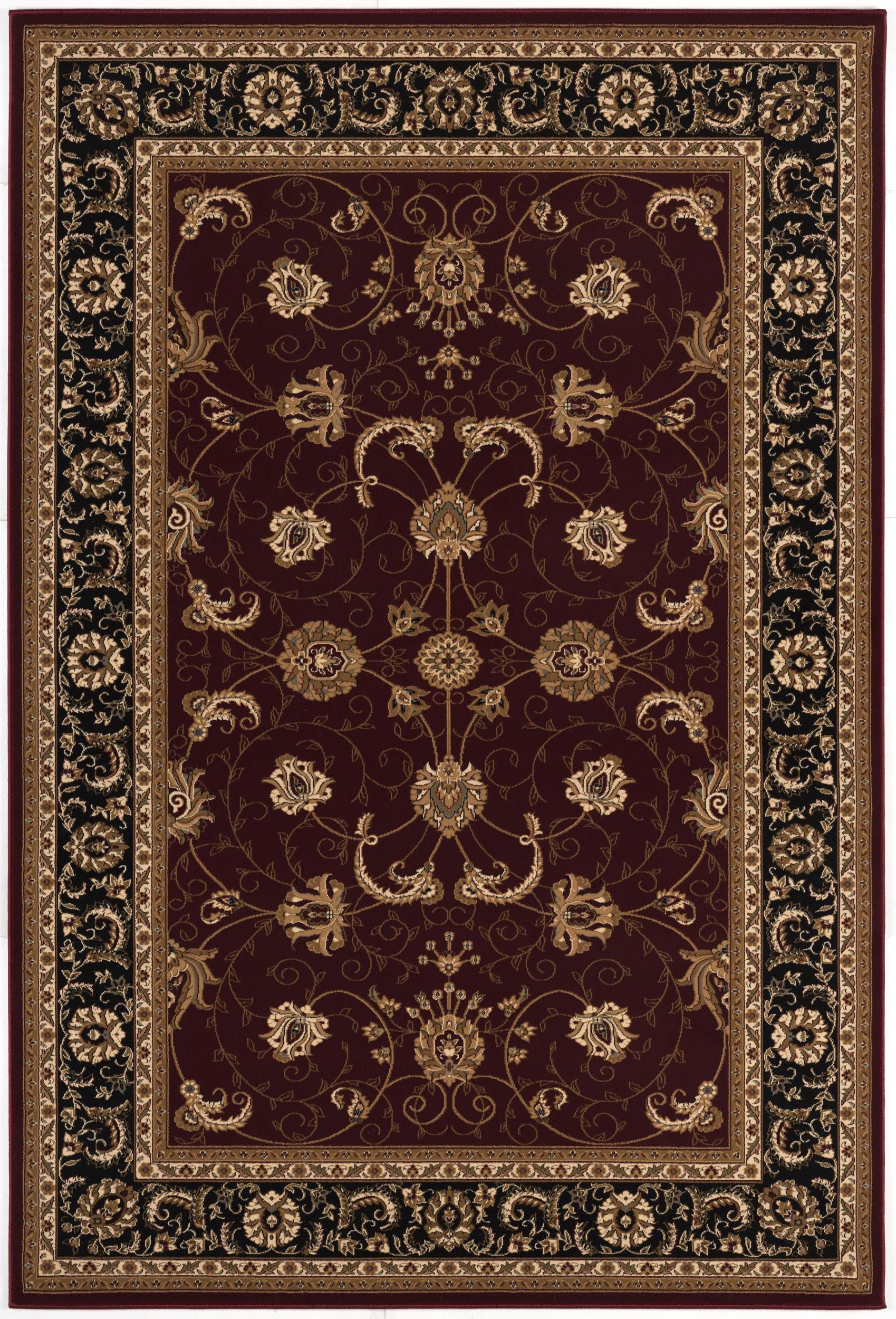7' X 9' Red and Black Oriental Power Loom Area Rug