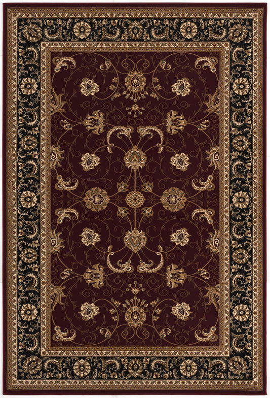 7' X 9' Red and Black Oriental Power Loom Area Rug