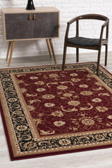 7' X 9' Red and Black Oriental Power Loom Area Rug
