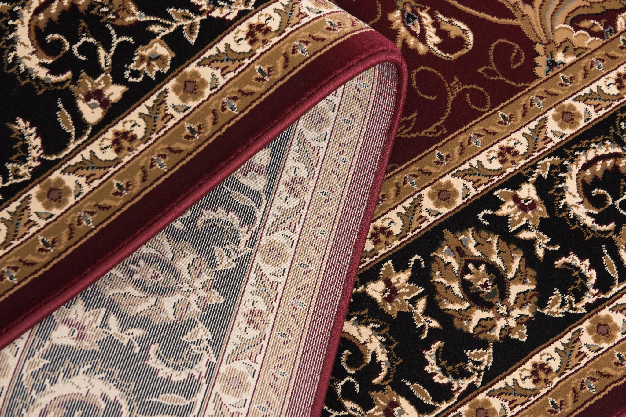 7' X 9' Red and Black Oriental Power Loom Area Rug