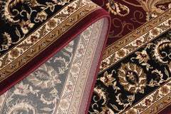 7' X 9' Red and Black Oriental Power Loom Area Rug