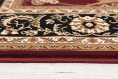 7' X 9' Red and Black Oriental Power Loom Area Rug
