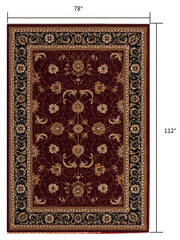 7' X 9' Red and Black Oriental Power Loom Area Rug