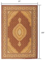 13' Runner Red and Beige Oriental Power Loom Runner Rug