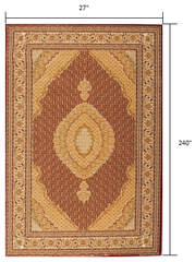 20' Runner Red and Beige Oriental Power Loom Runner Rug