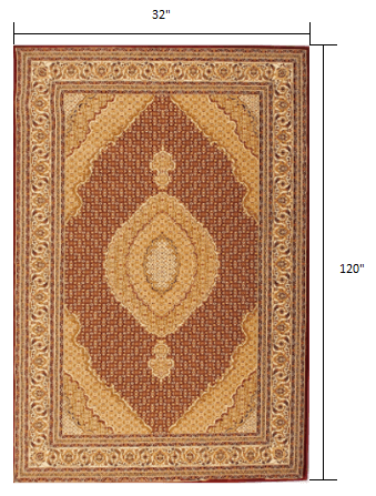 10' Runner Red and Beige Oriental Power Loom Runner Rug - Homeroots - Flyclothing LLC