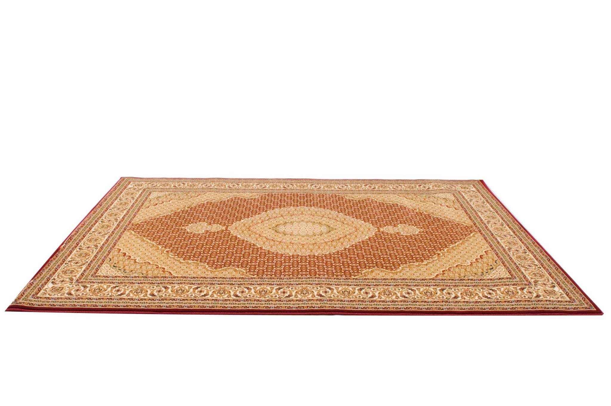 13' Runner Red and Beige Oriental Power Loom Runner Rug - Homeroots - Flyclothing LLC