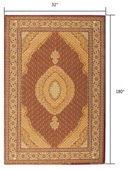 15' Runner Red and Beige Oriental Power Loom Runner Rug