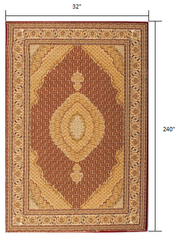 20' Runner Red and Beige Oriental Power Loom Runner Rug