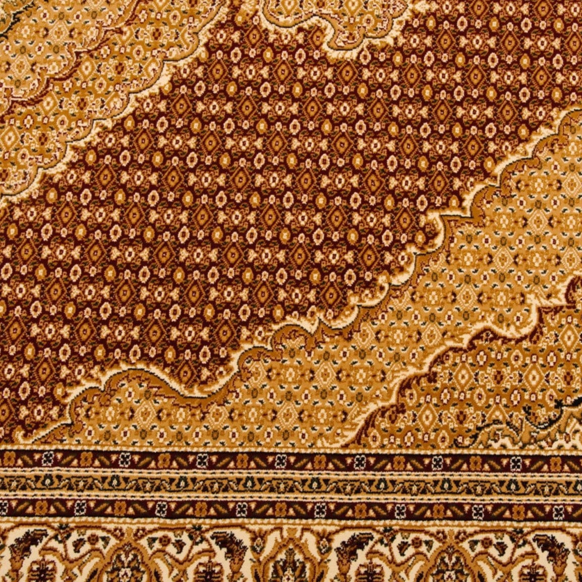 5' Red Round Oriental Power Loom Area Rug - Homeroots