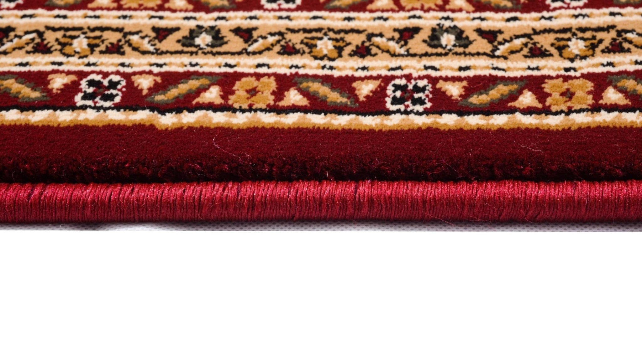 5' Red Round Oriental Power Loom Area Rug - Homeroots
