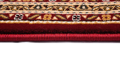 5' Red Round Oriental Power Loom Area Rug - Homeroots