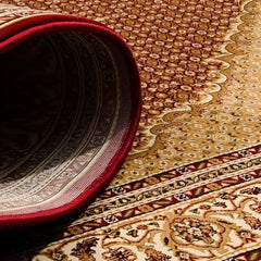 5' Red Round Oriental Power Loom Area Rug - Homeroots