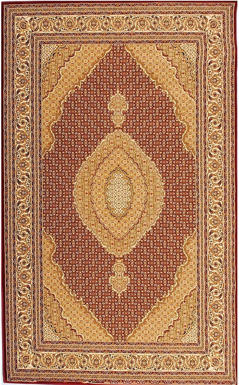 5' X 8' Red and Beige Oriental Power Loom Area Rug - Homeroots - Flyclothing LLC