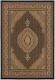 10' Runner Beige and Black Medallion Power Loom Runner Rug - Homeroots