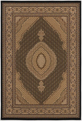10' Runner Beige and Black Medallion Power Loom Runner Rug
