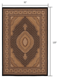 10' Runner Beige and Black Medallion Power Loom Runner Rug - Homeroots