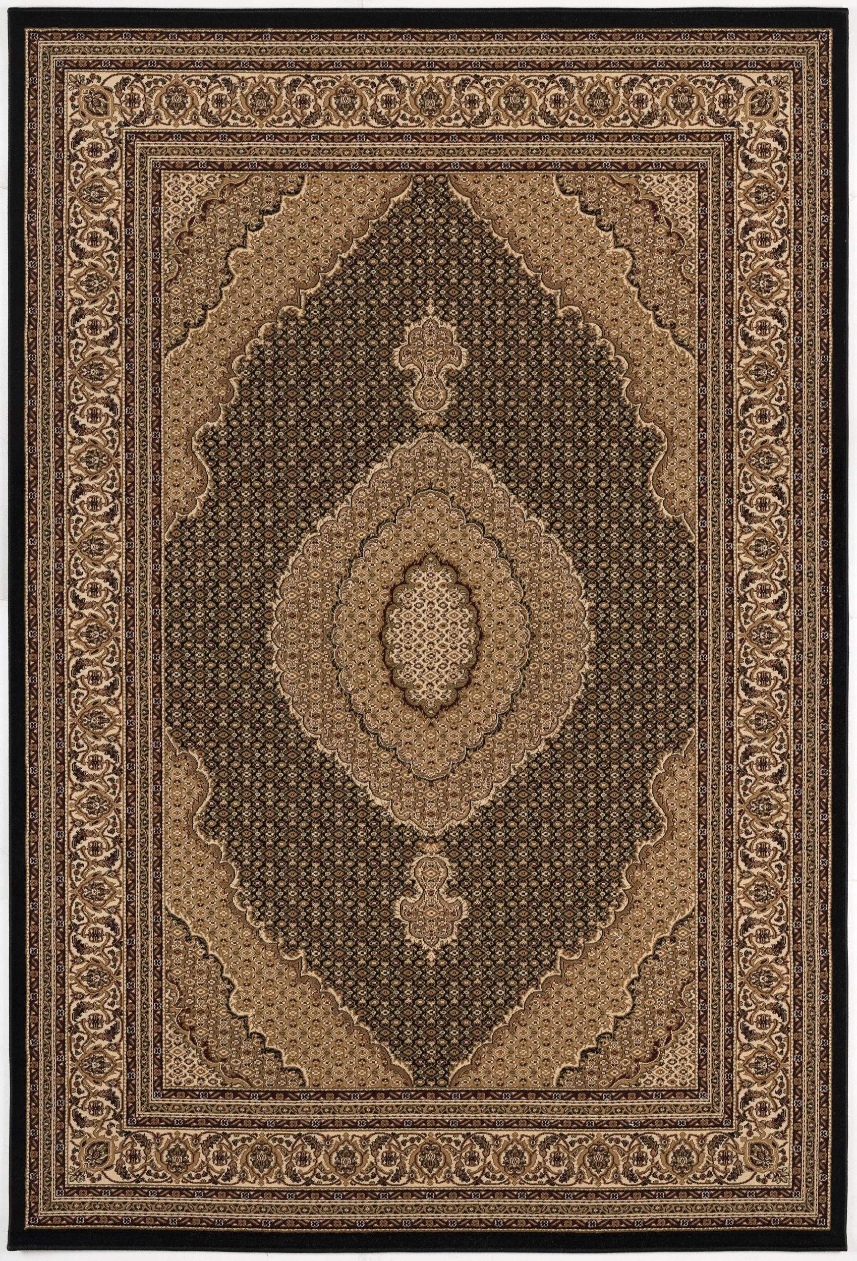 13' Runner Beige and Black Medallion Power Loom Runner Rug - Homeroots - Flyclothing LLC