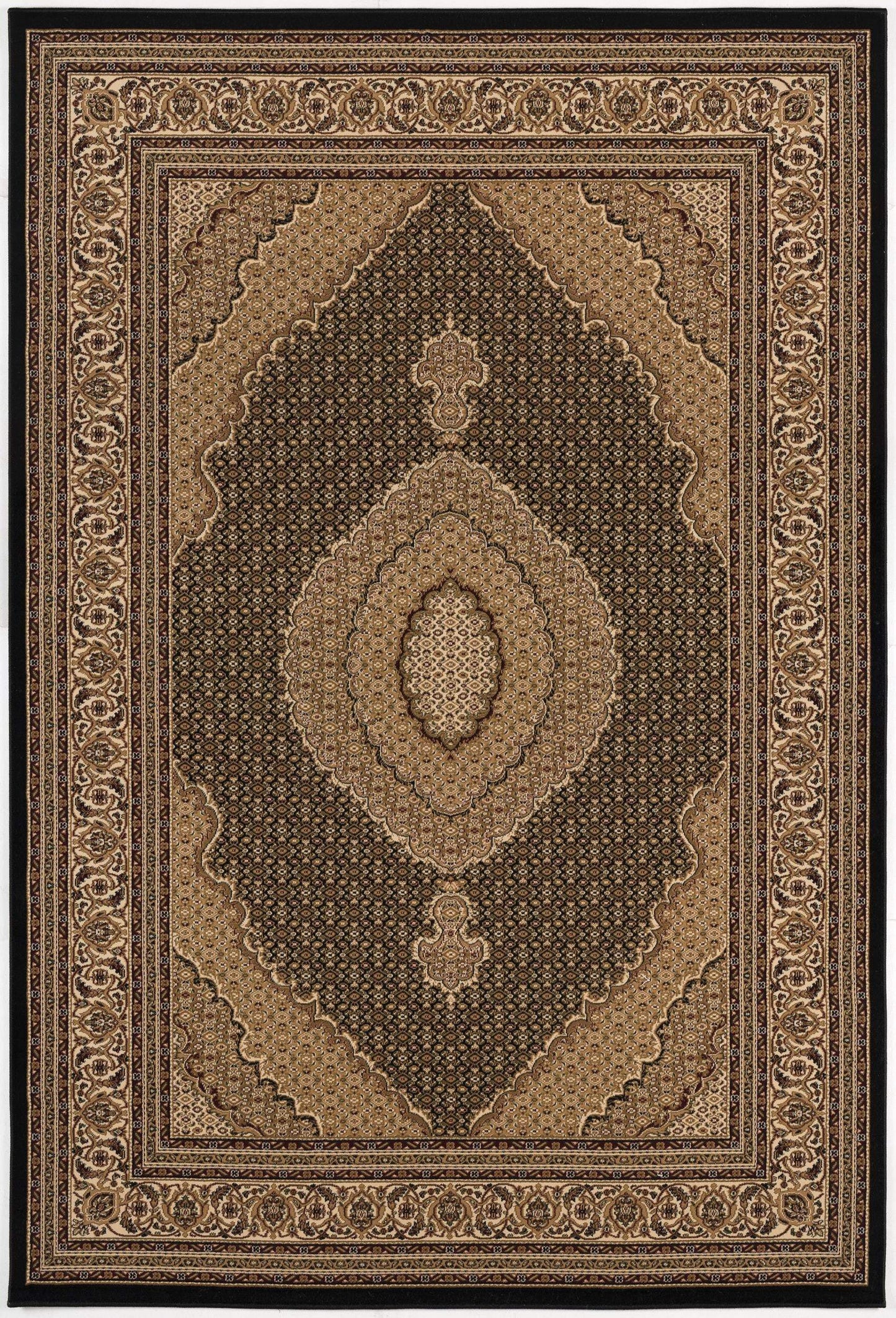 8' Runner Beige and Black Medallion Power Loom Runner Rug - Homeroots - Flyclothing LLC