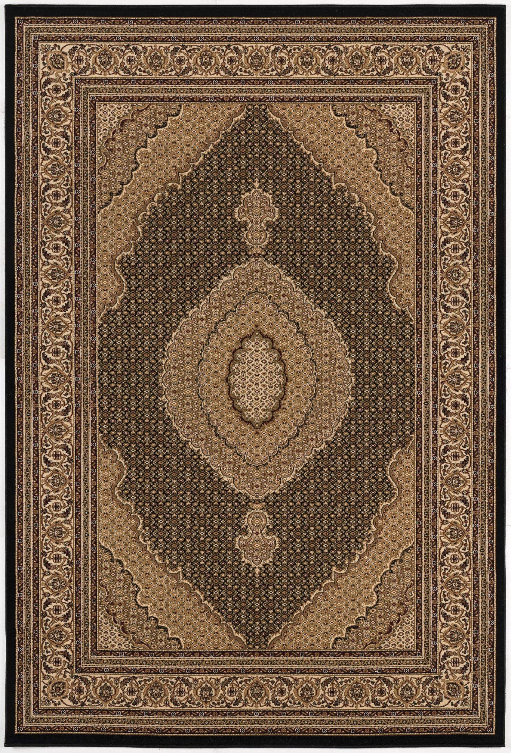 8' Runner Beige and Black Medallion Power Loom Runner Rug - Homeroots - Flyclothing LLC