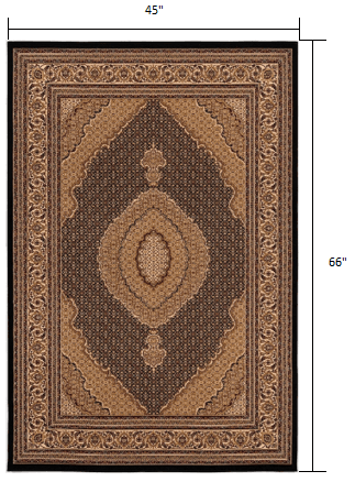 4' X 6' Beige and Black Medallion Power Loom Area Rug - Homeroots - Flyclothing LLC