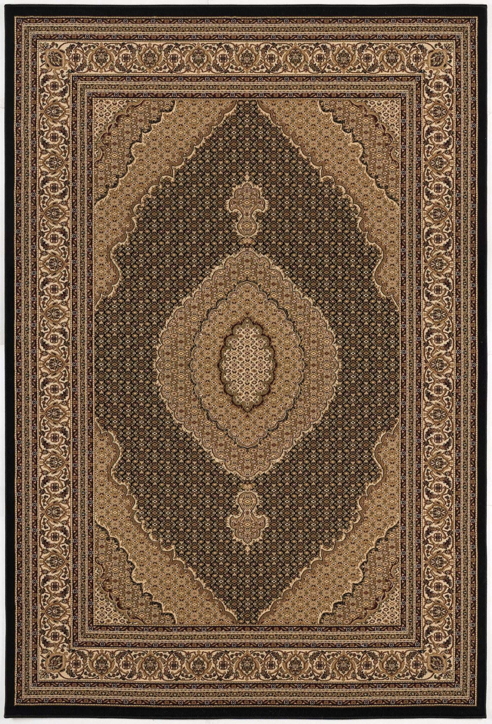 5' X 8' Beige and Black Medallion Power Loom Area Rug - Homeroots - Flyclothing LLC