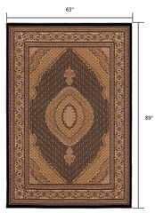 5' X 8' Beige and Black Medallion Power Loom Area Rug