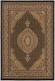 7' X 9' Beige and Black Medallion Power Loom Area Rug - Homeroots