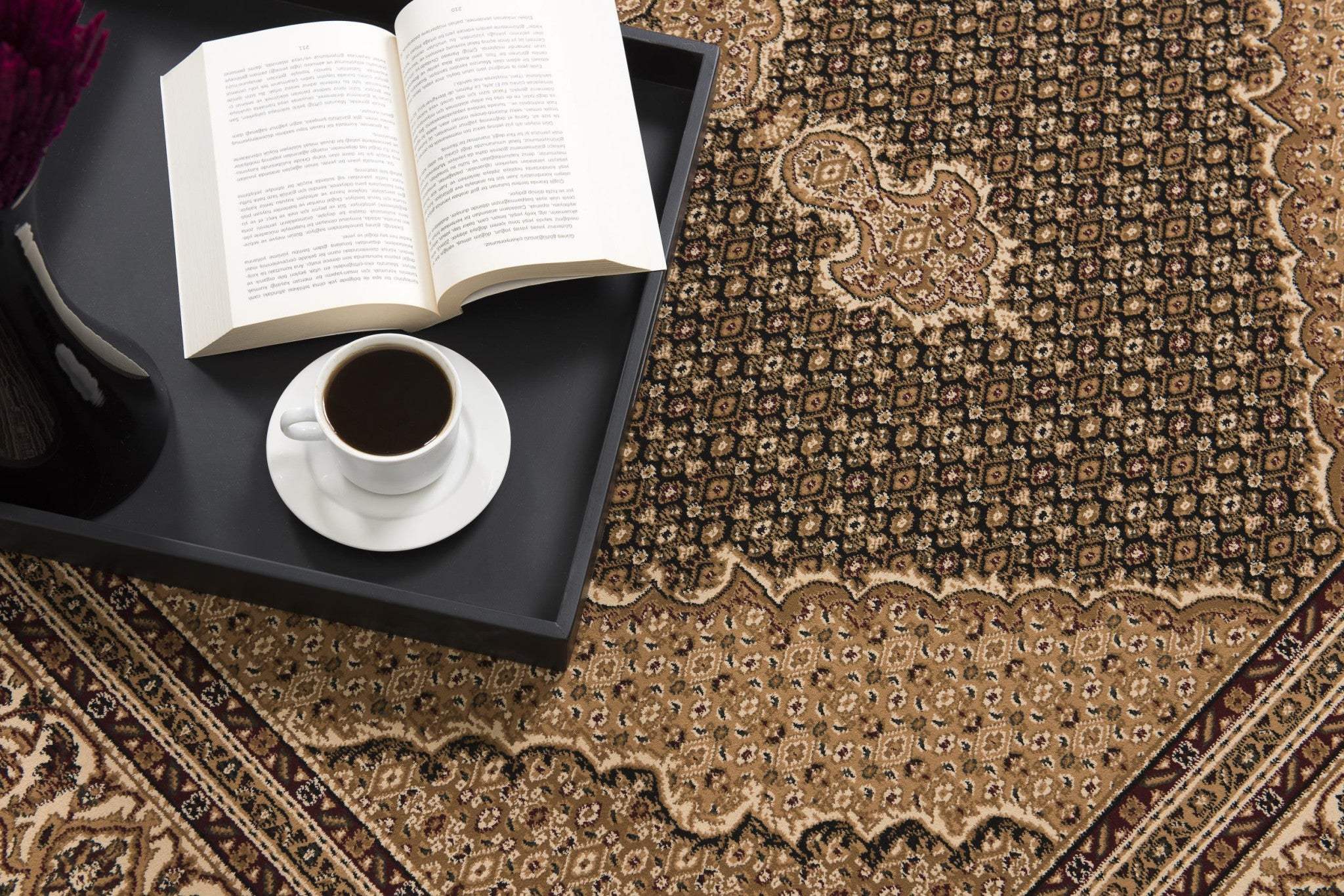 7' X 9' Beige and Black Medallion Power Loom Area Rug - Homeroots - Flyclothing LLC