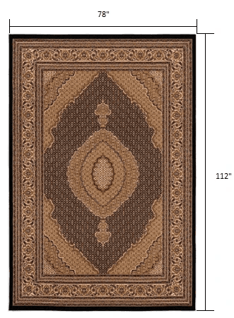 7' X 9' Beige and Black Medallion Power Loom Area Rug - Homeroots - Flyclothing LLC