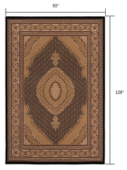 8' X 11' Beige and Black Medallion Power Loom Area Rug