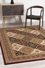 8' Runner Red and Beige Oriental Power Loom Runner Rug