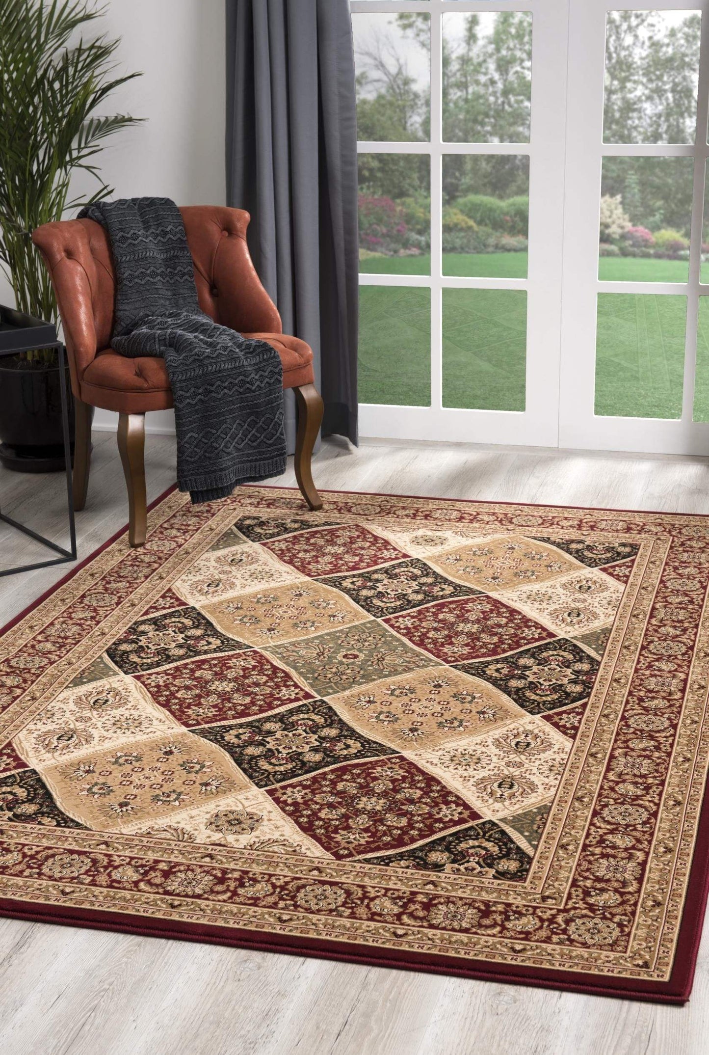 5' X 8' Red and Beige Oriental Power Loom Area Rug - Homeroots - Flyclothing LLC
