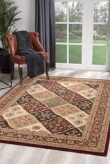 5' X 8' Red and Beige Oriental Power Loom Area Rug - Homeroots - Flyclothing LLC