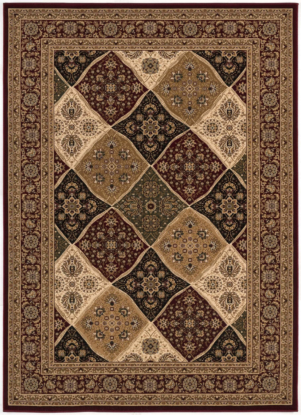 7' X 9' Red and Beige Oriental Power Loom Area Rug - Homeroots - Flyclothing LLC