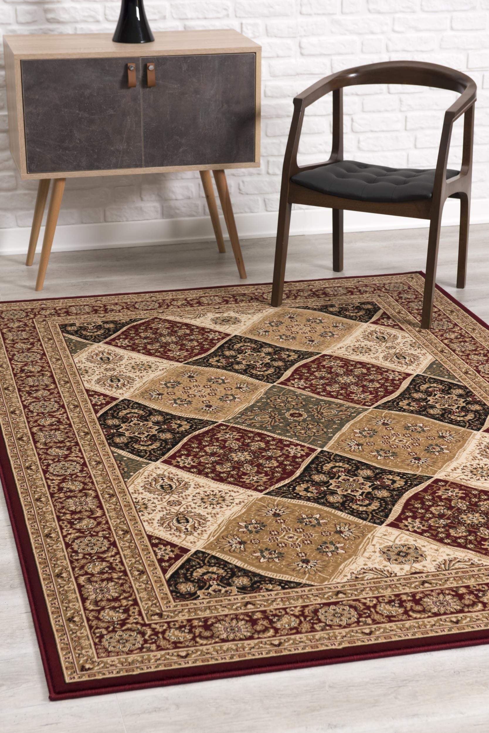 7' X 9' Red and Beige Oriental Power Loom Area Rug - Homeroots - Flyclothing LLC