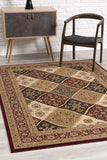 7' X 9' Red and Beige Oriental Power Loom Area Rug - Homeroots