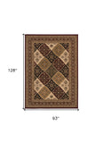 8' X 11' Red and Beige Oriental Power Loom Area Rug - Homeroots