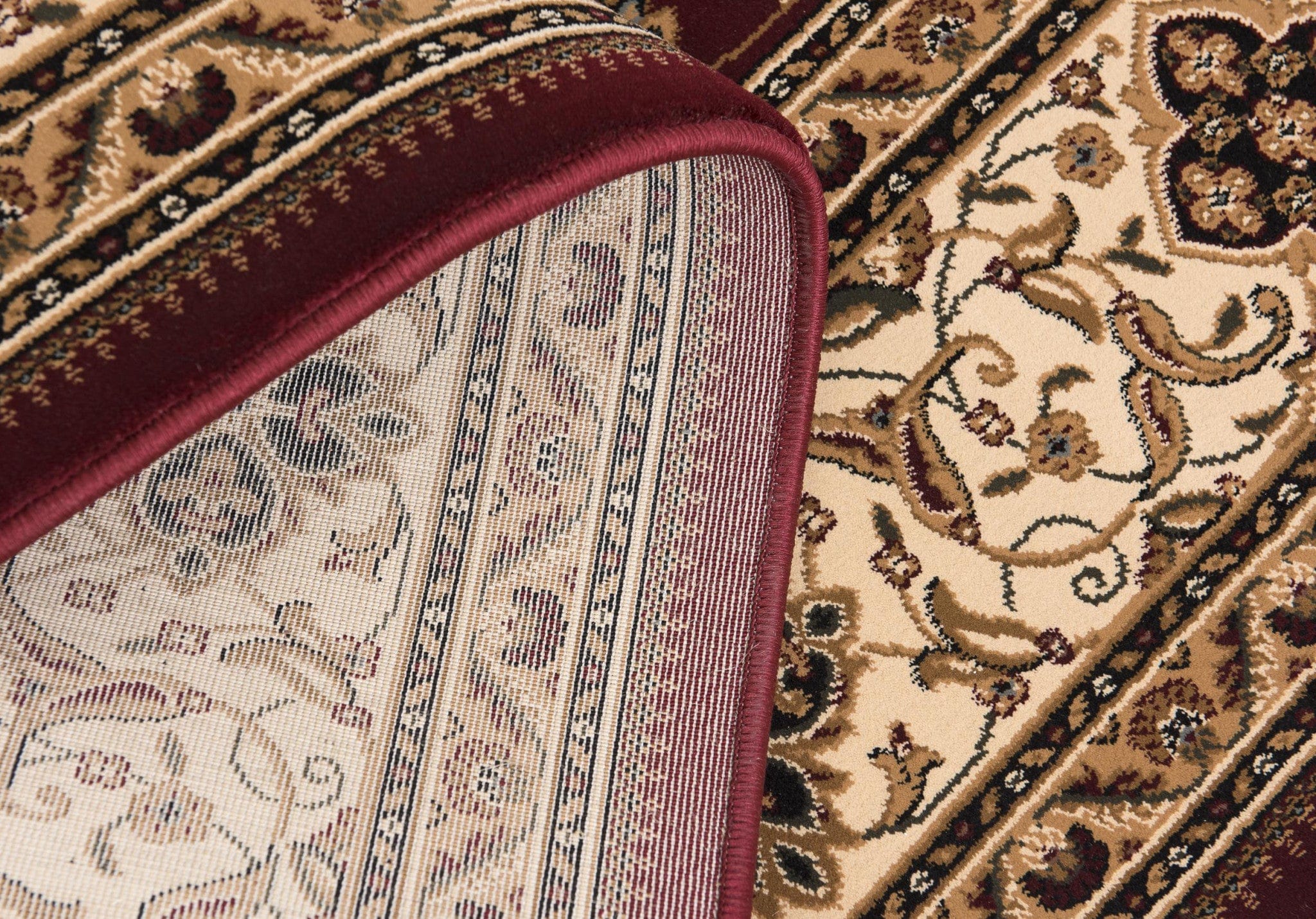 5' X 8' Red and Beige Floral Medallion Power Loom Area Rug - Homeroots