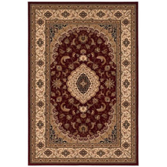 5' X 8' Red and Beige Floral Medallion Power Loom Area Rug