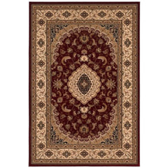 5' X 8' Red and Beige Floral Medallion Power Loom Area Rug