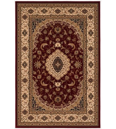 8' X 11' Red and Beige Floral Medallion Power Loom Area Rug