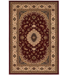 8' X 11' Red and Beige Floral Medallion Power Loom Area Rug