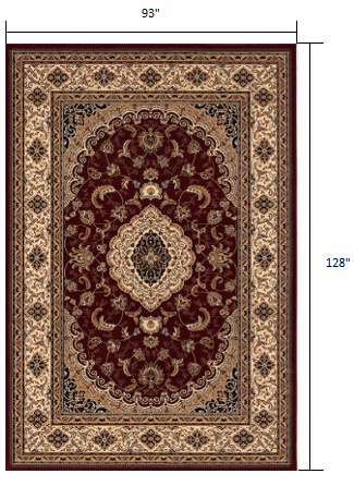 8' X 11' Red and Beige Floral Medallion Power Loom Area Rug
