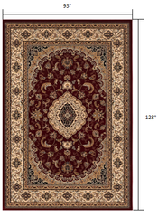 8' X 11' Red and Beige Floral Medallion Power Loom Area Rug