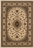 5' X 8' Beige and Black Floral Medallion Power Loom Area Rug