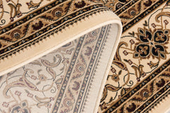 5' X 8' Beige and Black Floral Medallion Power Loom Area Rug