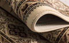 5' X 8' Beige and Black Floral Medallion Power Loom Area Rug
