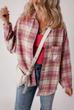 Plaid Collared Neck Button Up Shacket - Trendsi - Flyclothing LLC